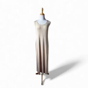 VTG Ronni Nicole By Ouida Dressy Maxi Dress Sz 10P Tan Acetate Slinky Sleeveless